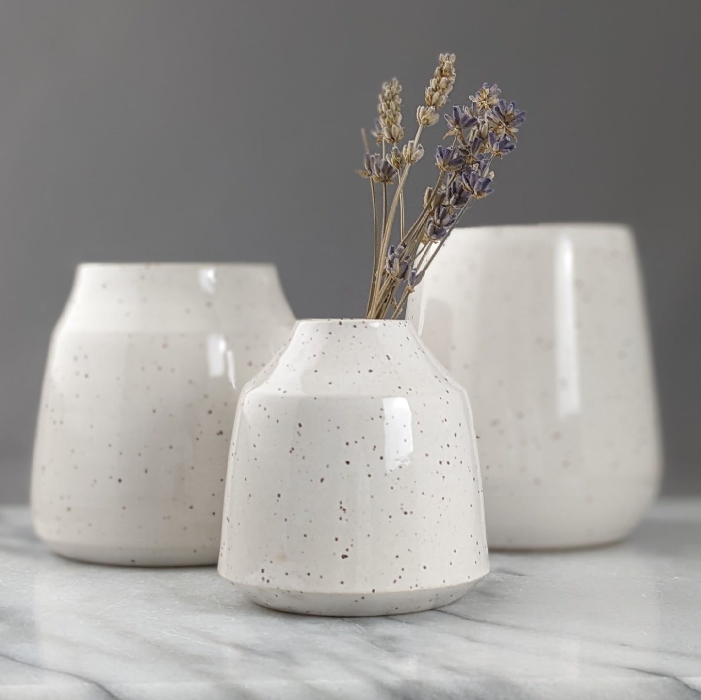 One-of-a-Kind White Speckled Vase
